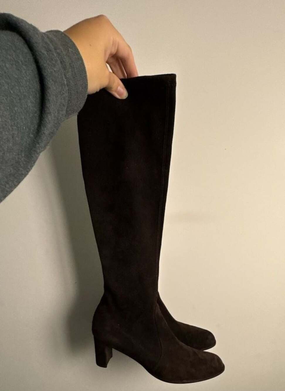 Stuart Weitzman Brown Suede Knee-High Block Heel Boots